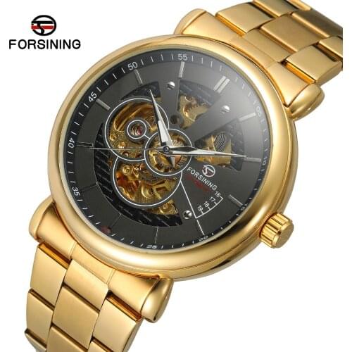 FORSINING Mens Automatic Movement Fashion Casual Skeleton Brand Analog Display Watch with Stainless Steel Bracelet FSG8133M4