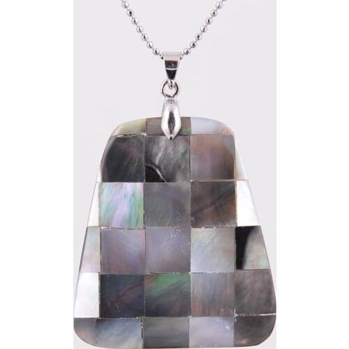 Natural White Shell Pendant Flat Trapezoid Lucency Seashell Pendant Necklaces for Women luxurious Jewelry D539a