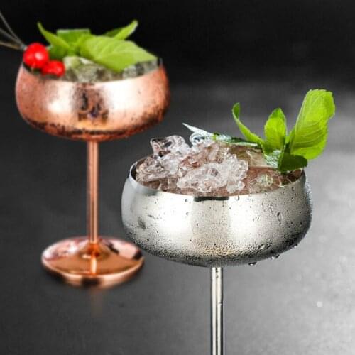 Durable Metal Dish-Shaped Champagne Cup 450ml Creative Large-Caliber Cocktail Cup Rose Gold Goblet Wine Glass Cup