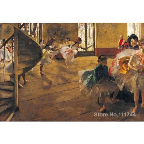Romantic paintings dancers Ballet Rehearsal on Stage Edgar Degas canvas art High quality hand painted