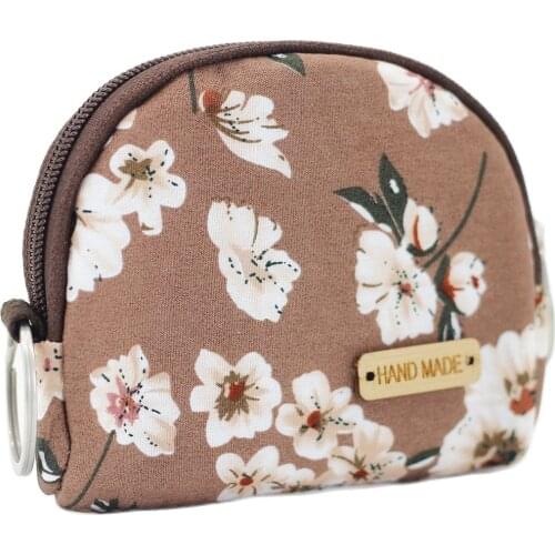 Linen Floral Printing Womens Mini Coin Wallets Pouches Small Money Key Bags Female Purses Carteiras Feminina for Girls Boys