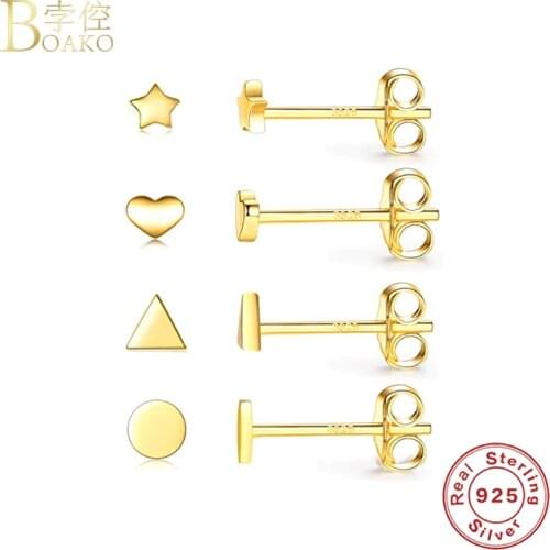 BOAKO Star Earring Set 925 Sterling Silver Earrings For Women Pendiente Piercing Ohrringe Stud Earings Luxury Fine Jewelry Gifts