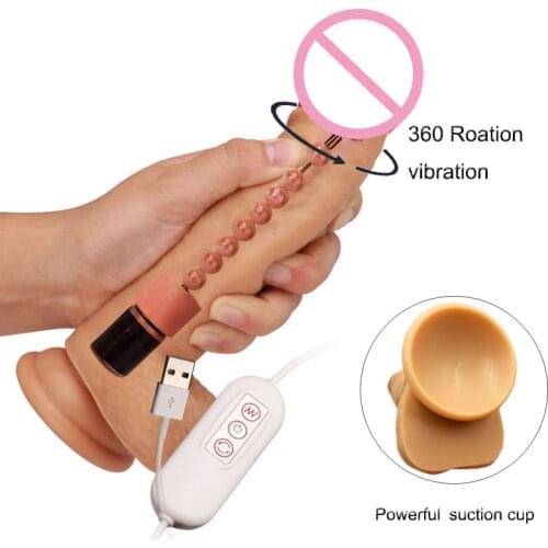 Strapon Big Realistic Dildo Vibrator USB Control Roating Vibration Silicone Huge Dildo With Suction Cup Penis Sex Toys For Women
