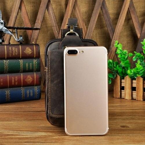 Men Small Waist Bag Cowhide Fashion Hook Bum Bag Waist Belt Pack Cigarette Case 63HC