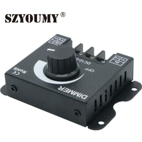 SZYOUMY DC 12V 24V 30A Black LED Dimmer Switch Brightness Controller For Single Color 5050 3528 5630 Led Lamp Strip Light
