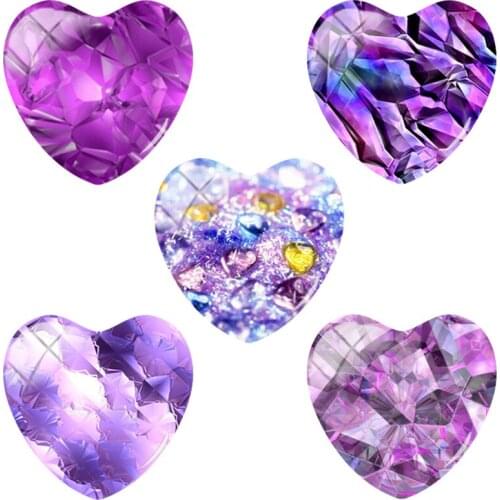TAFREE 25MM Fashion Shine Crystals Texture Pattern Heart Shape Flat Back Glass Cabochon diy Jewelry TX395