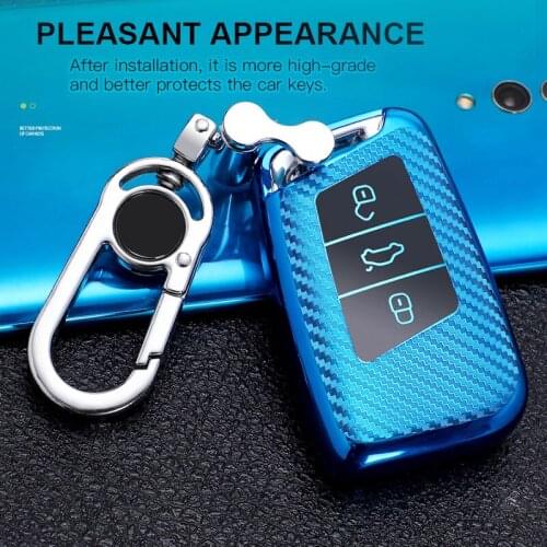 Carbon Style Soft TPU Protection Remote Key Cover Case For Volkwagen Passat B8 VW Golf Car Styling