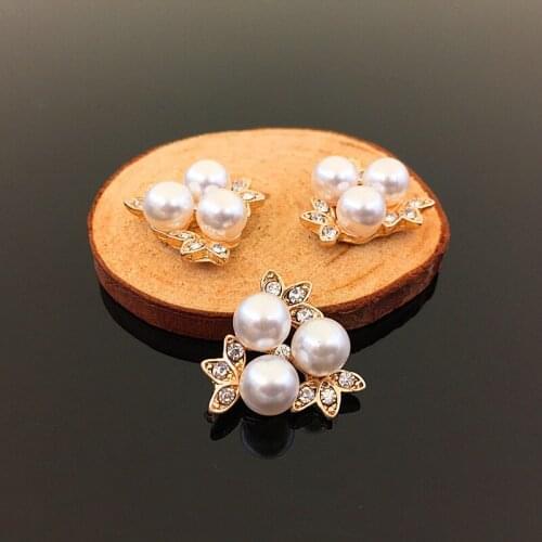 Flatback rhinestone pearl button invitation brooch for craft diy wedding embelishment