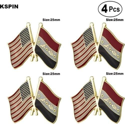 U.S.A.& Iraq Friendship Flag Pin Lapel Pin Badge Brooch Icons 4pcs