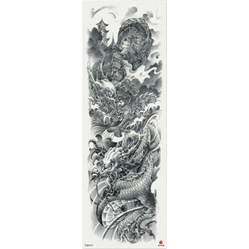 1 Piece Chinese Totem Cloud Dragon Temporary Tattoo Sticker with Arm Body Art Big Sleeve Large Fake Tattoo Sticker