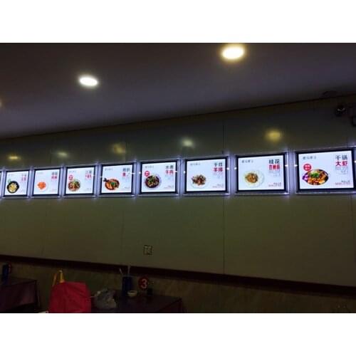 10PCS Restaurant Indoor Wall Mounted Ultra Slim A3 Acrylic Frame LED Illuminated Menu Boards Advertising Light Boxes