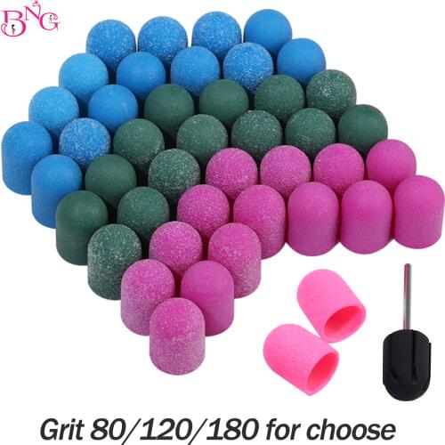 BNG 20pcs 13*19mm Nail Sanding Caps Drill Accessories With Rubber Gel Remover Cutter Drill Bits Pedicure Cuticle Tools