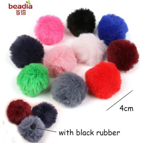 6PCS 4CM Round Imitation Rabbit Fur Ball Handmade Pom Pom Charm DIY Jewelry women Pendant Earings Accessories Making Keychain