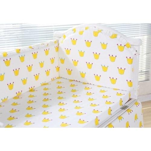 6PCS baby crib bedding set package washable toddler bed ruffle ultra Baby Bed Safety Fence (4bumpers+sheet+pillow cover)