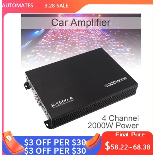 Car Audio Amplifier k-1500.4 12V 2000W 4 Channel Audio Stereo Bass Speaker Car Subwoofer Car Audio Amplifiers for Car Home Audio