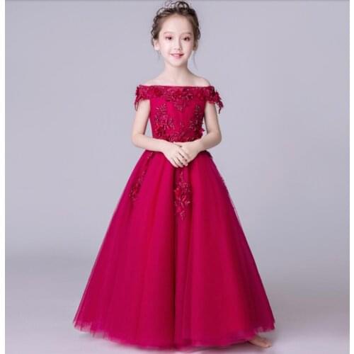 Glizt Floral Flower Girls Dresses For Wedding Strapless Girl Formal Birthday Party Dress Long Princess Gown First Communion Gown