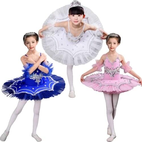Kids Girls' Camisole Skirted Leotards Swan Dance Performance Costumes Sequin Rhinestone Lace Ballet Dress Tutu Mesh Skirt