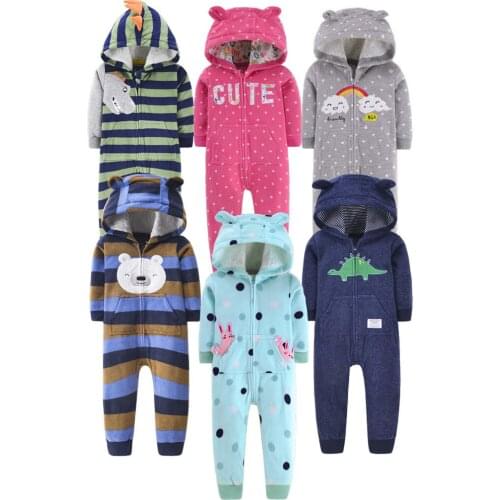 2020 Baby Girls Romper Baby Boys fall clothes Newborn Outfit Toddler Kids Cartoon Hooded One-piece 3-12m