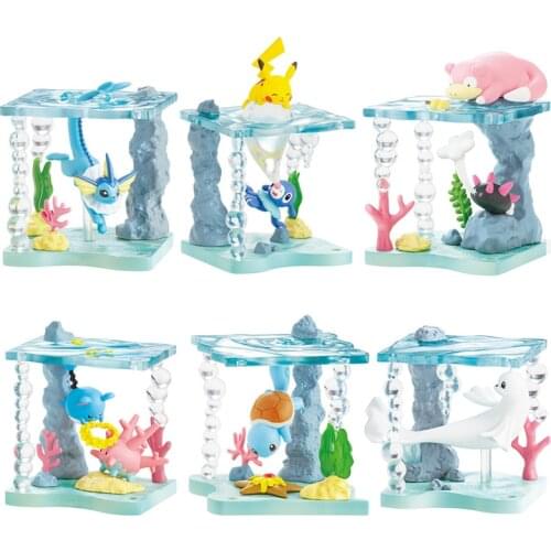 Pokemon Deep Sea World Scene GashaponToys Pikachu Slowpoke Vaporeon Popplio Squirtle Marill Action Figure Dolls Kawaii Gifts