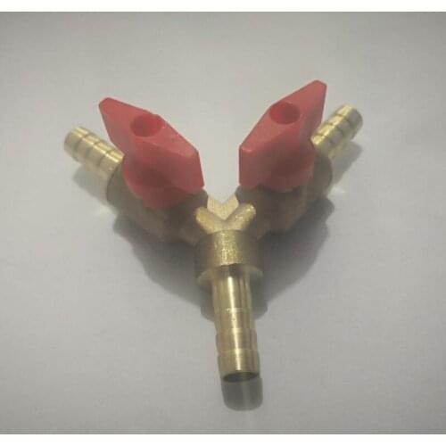 Quality thickness 3 way brass Y shape pipe fitting for gas burner pipe 8-8.5mm mm diameter with valve switch
