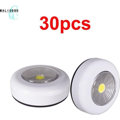 30pcs COB LED Closet Cabinet Lamp Battery Powered Wireless Stick Tap Push Small wall lamp Kitchen Bedroom Wardrobe Night Light