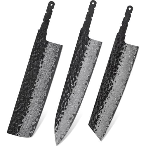 Japanese Kitchen Knife Blade Blank 9CrMov18 Handmade Forged Damascus Steel Custom Chef Knife Making Kit DIY Handle