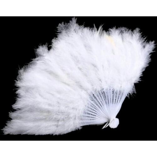 Lolita Feather Folding Fan Japanese Sweet Fairy Girl Dark Gothic Court Dance Hand Fan Art Craft Gift Wedding Party Decoration