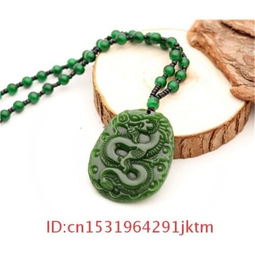 Men Jewelry Jadeite Pendant Carved Fashion Jade Green Gifts Charm Natural Amulet Dragon for Necklace Chinese Hand Women