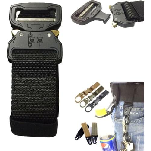 Tactical Belt Men Adjustable Long Quick Release Military Tactical Waist Belt Metal Buckle Nylon Belt camping Hunting Accessories