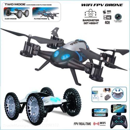 Newest Air Pressure Sensor 2 in 1 Land Or Sky RC Quadcopter Flying Car with 2.0MP WIFI FPV Camera Drone Remote Control Toys