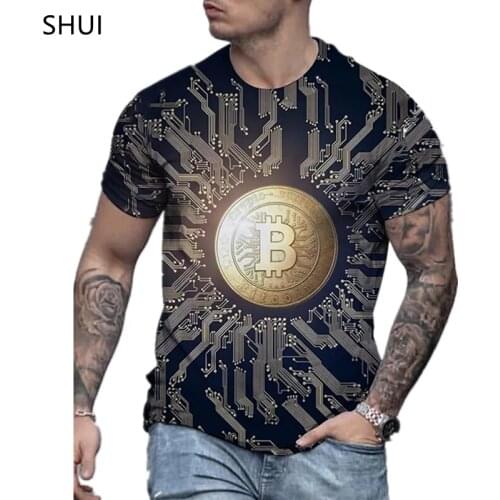2021NEW Bitcoin T-shirt For Men Popular Crypto Currency 3D Print Slim Oversized T-shirts Hip Hop Short Sleeve Streetwear