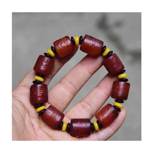 WHOLESALE Chinese old agatebead sculpture bracelet stone Song -He-Yan-Nian