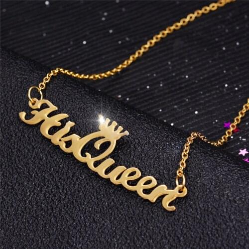 Custom Crown Nameplate Necklace For Women Personalized Stainless Steel Gold Color Chain Customized Jewelry Birthday Gift