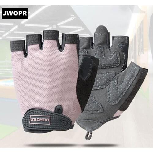 JWOPR Mens Summer Thin Half-finger Gloves, Womens Sports Fitness Breathable Riding Gloves, Non-slip Padded Pad Gloves