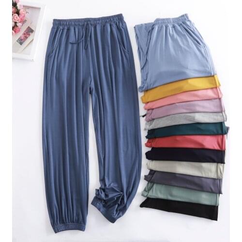 Pantalon Pour Femme New Autumn Winter Modal Womens Pajamas Pant Home Wear Sleep Bottoms Wide Leg Trousers 13 Colors