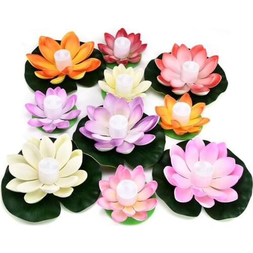 Floating Tealight Candles Lotus Flower Pool Lights Flameless Night Lights