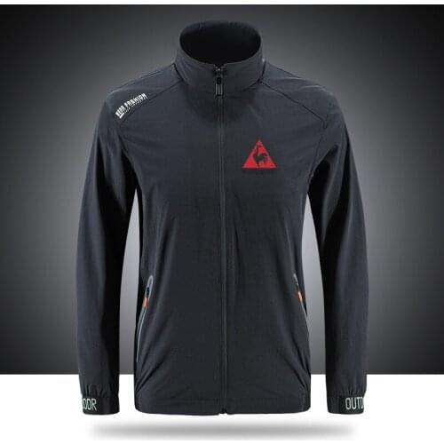 Popular Cool Le Coq Breathable Jacket Mens Outdoor Zippered Comfortable Light Soft Fashion Casual Front Printing Asian Size