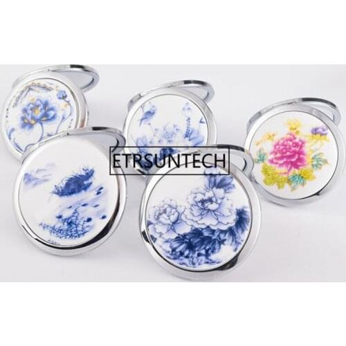 Portable Lady Pocket Makeup Mirror Round Double Sides Folding Make Up Compact Mirrors F1493