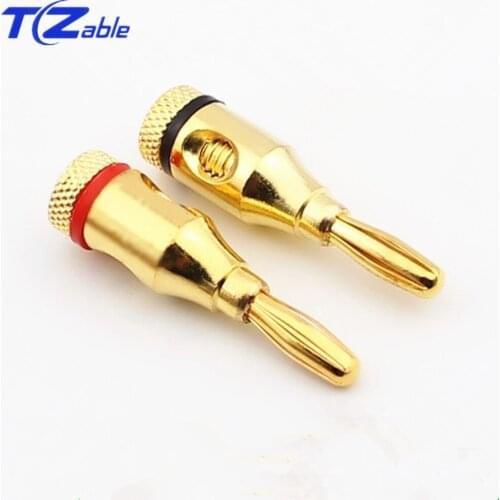 Gold-Plated Budweiser Banana Plug Connector Banana Head Male Connector For Audio Speaker Amplifier Mixer Connector Black Red