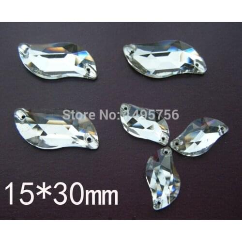 Factoy directly144pcs/lot S shape Sew On Crystal Rhinestones Flatback Clear Crystal 2 Holes Sewing Stone Garment decoration