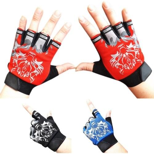 Unisex Outdoor Sports Climbing Non-slip Sun Resistant Wolf Pattern Half-finger Gloves Sports Entertainment for Cycling Equipment