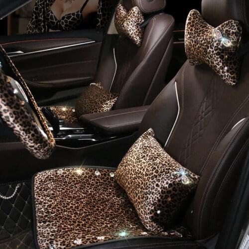 Universal Size Upgraded Fashion Leopard Print Car Seat Cover Non-slip Keep Warm Front Rear Protector Mat Pad Auto accessories