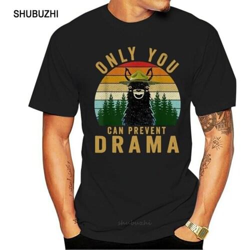 Only You Can Prevent Drama Llama Camping Vintage Funny Black T-Shirt S-6Xl Funny Design Tee Shirt