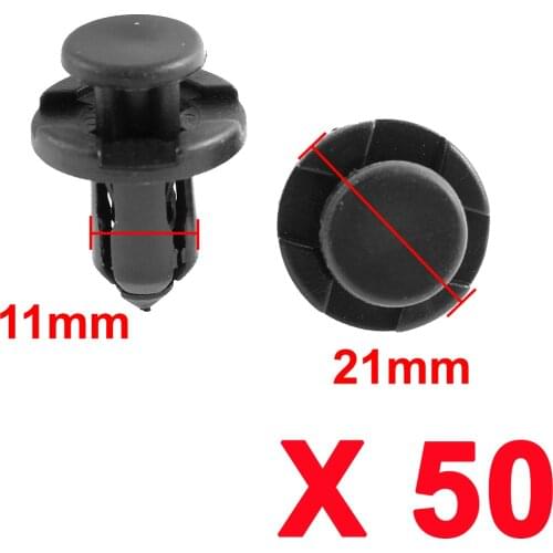 X Autohaux 50 X 11Mm Hole Plastic Rivets Fastener Push Clips Black For Car Auto