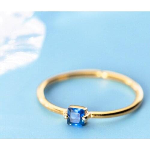 YIZIZAI Simple High Quality Gold Silver Color Square Zircon Crystal Ring Fashion Accessories for Women Adjustable