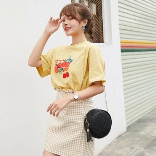 Women Round PU Leather Crossbody Bag Girls Casual Shoulder Circle Messenger Bags