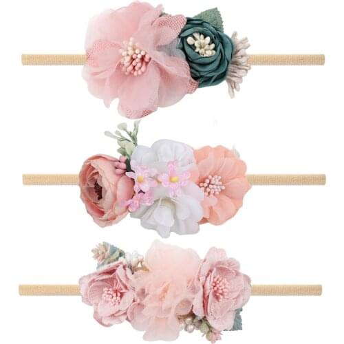 1PCS Flower Baby Headband Elastic Nylon Ribbon Baby Girls Headbands Newborn Hairband Photography Props Birthday Party Gifts
