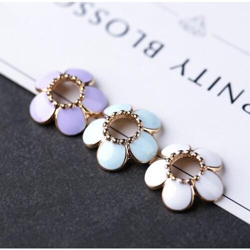 10Pcs 15mm Big Hole Flower Spacer Beads Dripping Oil Metal Beads For DIY Jewelry Bracelets Necklace Making Handmade Accessories