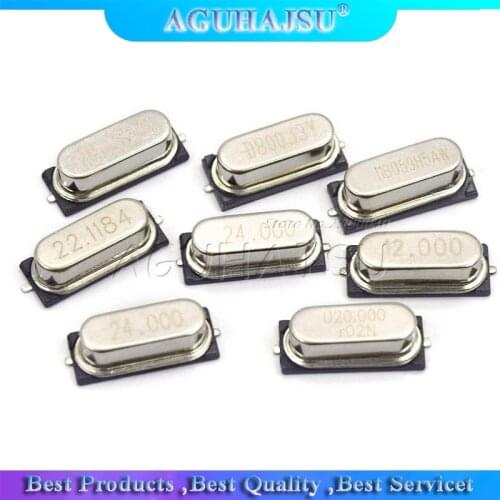 10PCS 4Mhz 6Mhz 8Mhz 12Mhz 16Mhz 20Mhz 24Mhz 4.000mhz 8.000mhz SMD Quartz Crystal Resonator Passive Oscillator HC49S