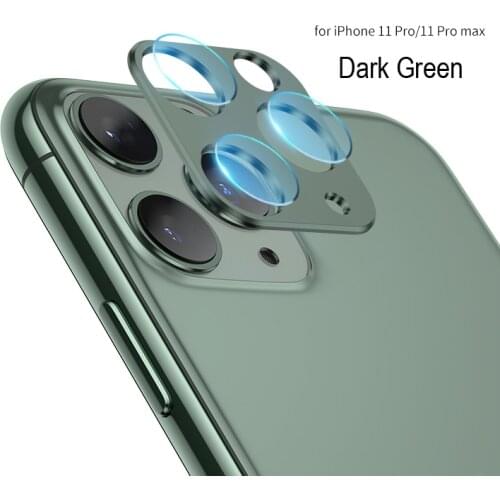 Camera Screen Protector for iPhone 11 Pro Max + Metal Lens Protection Ring Case for iPhone 11 Full Cover Glass Film Black Red